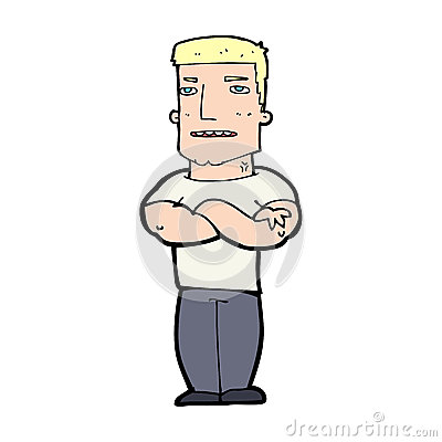 Cartoon Tough Guy With Folded Arms Royalty Free Stock Photography