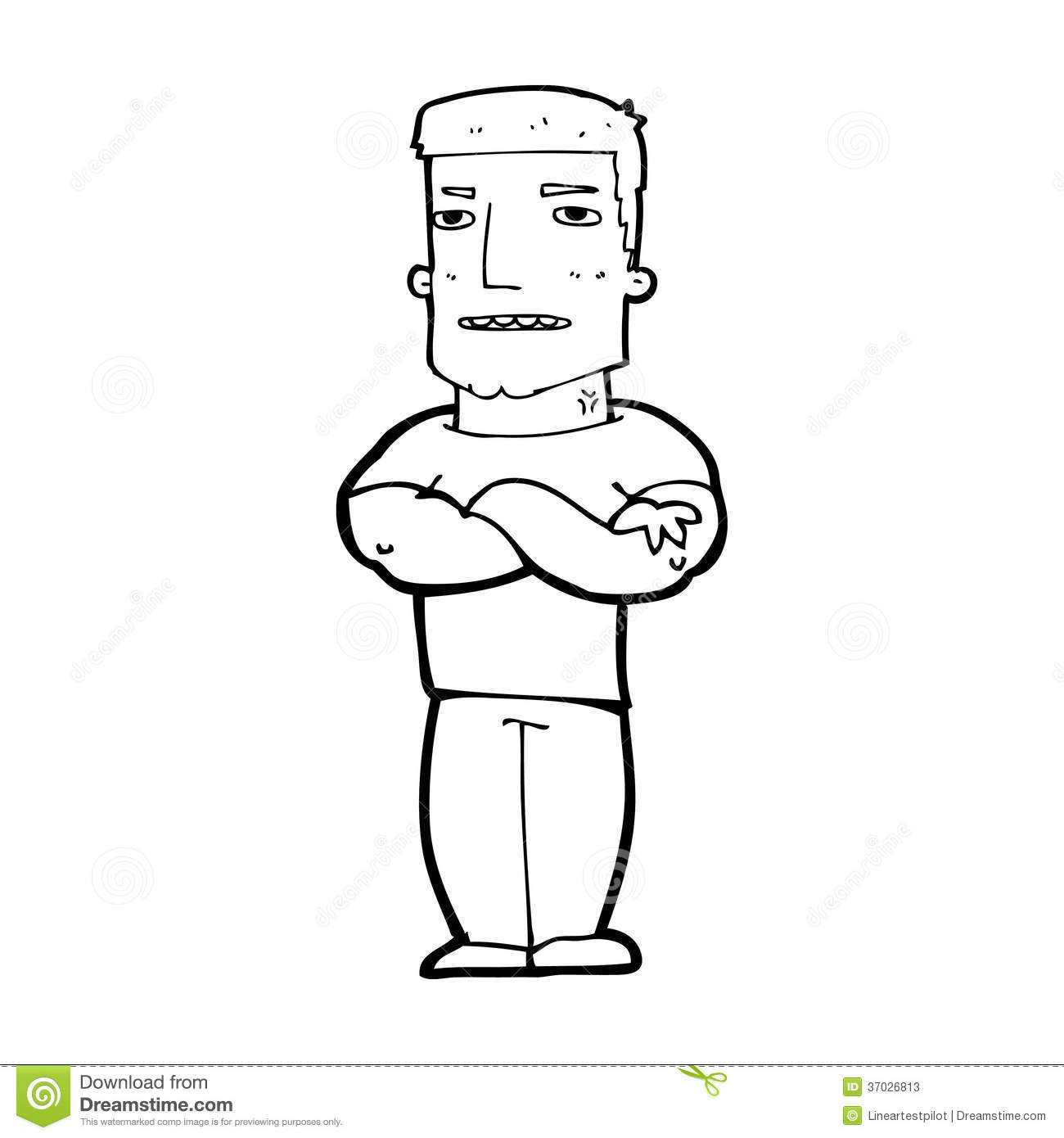 Cartoon Tough Guy With Folded Arms Stock Photos   Image  37026813