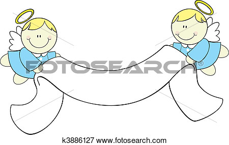 Clip Art   Baby Angels With Ribbon Banner  Fotosearch   Search Clipart