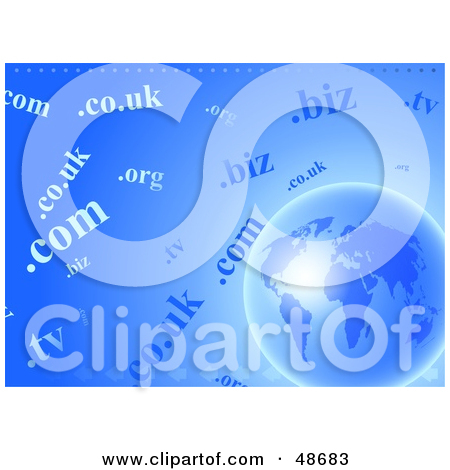 Clipart Illustration Of A Blue Domain Extension Globe Background By