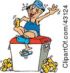 Clipart Illustration Of A Drunk Man Sitting On A Cooler And Drinking