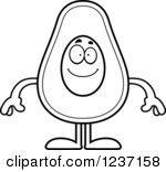 Clipart Of A Black And White Happy Smiling Avocado Character Royalty