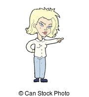 Comic Cartoon Woman Pointing   Retro Comic Book Style   