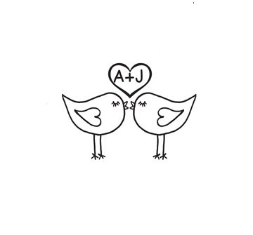 Cute Love Birds Kissing Custom Rubber Stamp Lovebirds Heart With