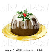 Diet Clip Art Of A Christmas Pudding Cake Topped With Holly And