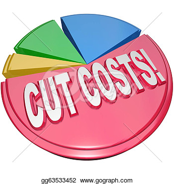 Drawing   The Words Cut Costs On A Pie Chart To Symbolize The Need To