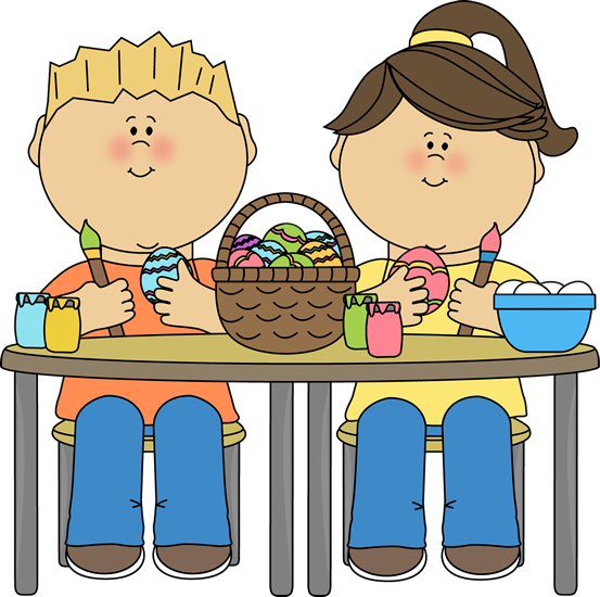     Eggs Clip Art Image   Kids Sitting At A Table Painting Easter Eggs