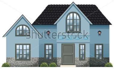 Landmarks   Illustration Of A Big Blue House On A White Background