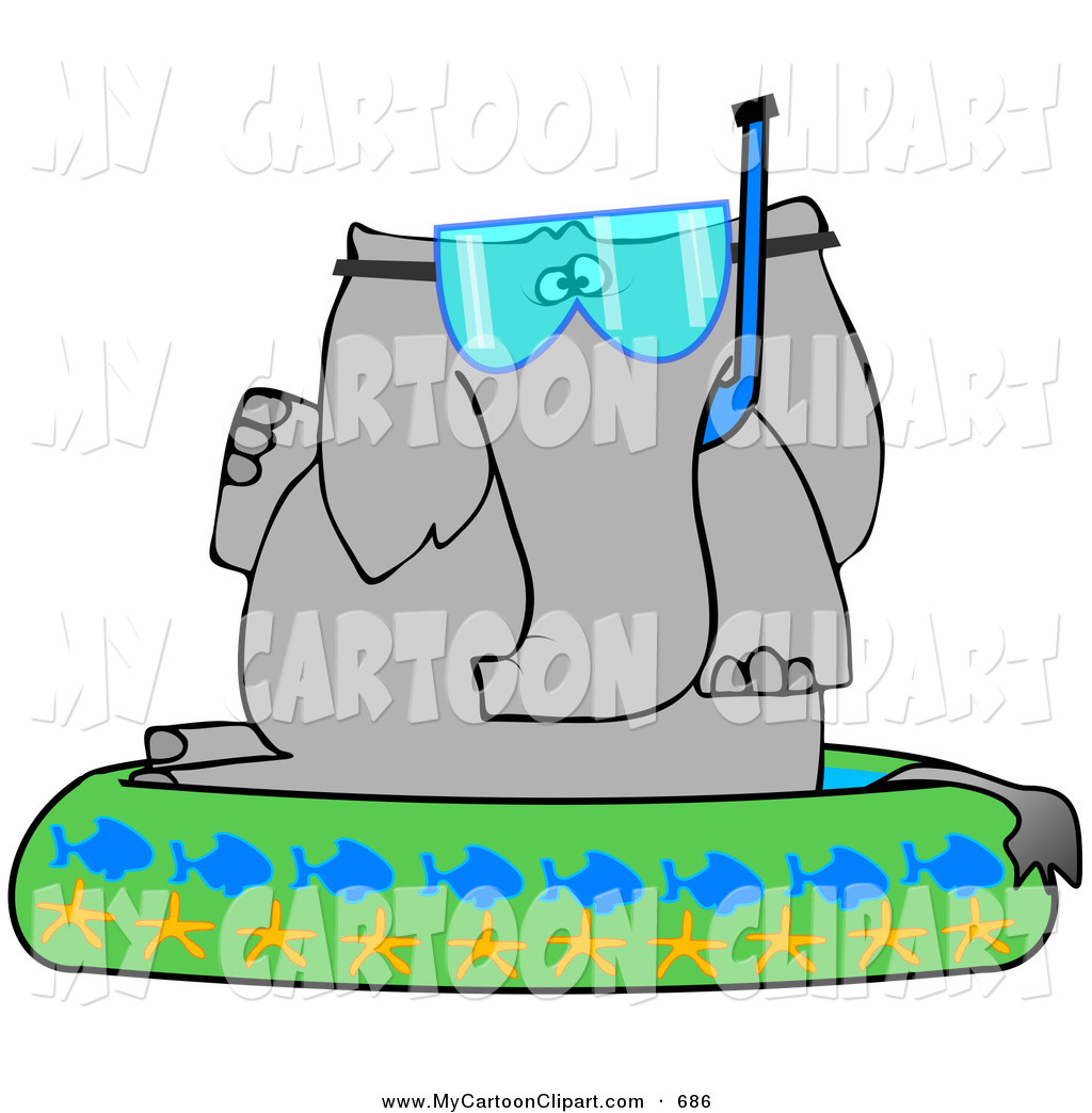 Larger Preview  Clip Art Of A Gray Elephant Wearing A Snorkel Mask And