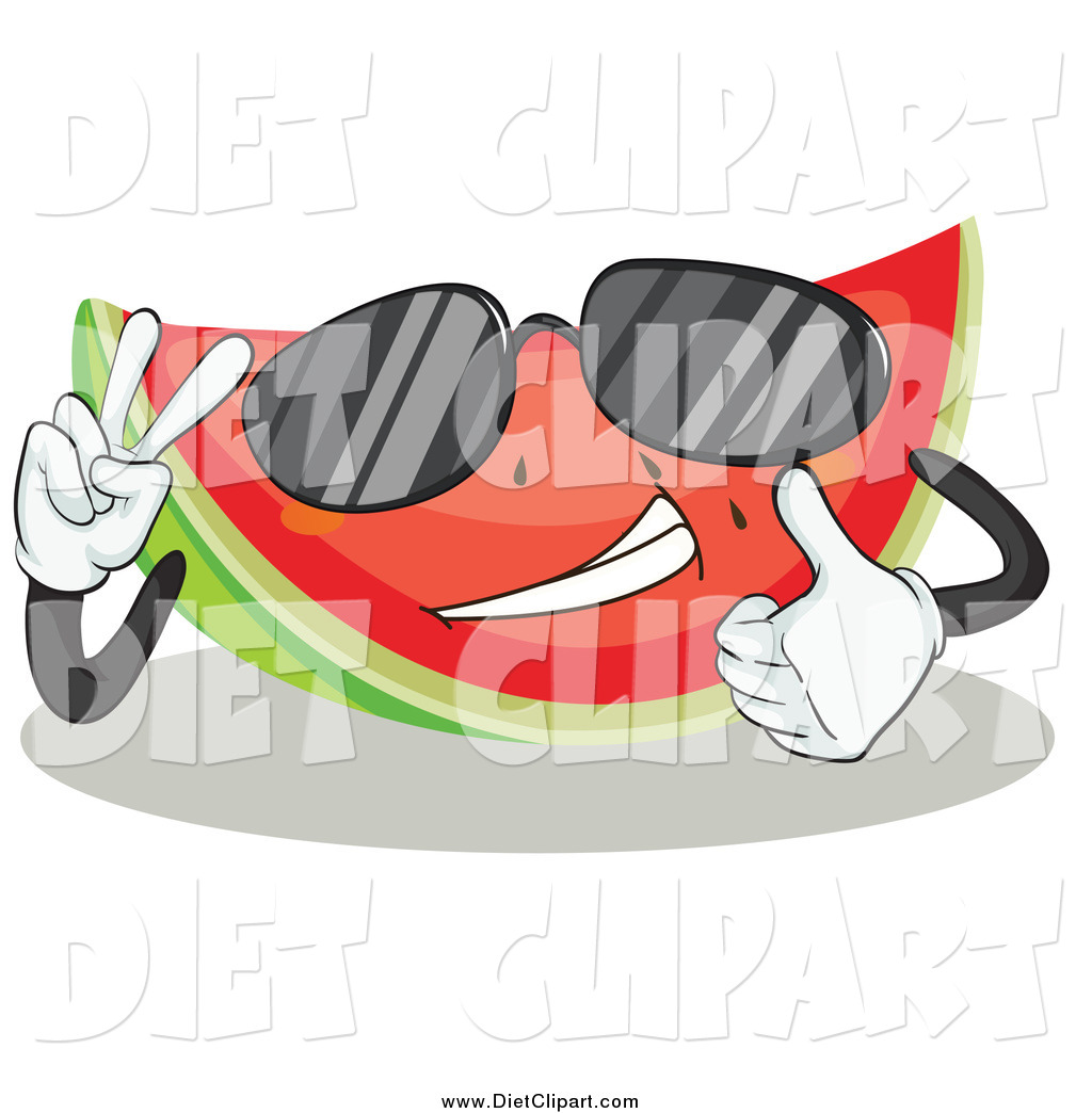 Larger Preview  Diet Clip Art Of A Cool Watermelon Wearing Sunglasses