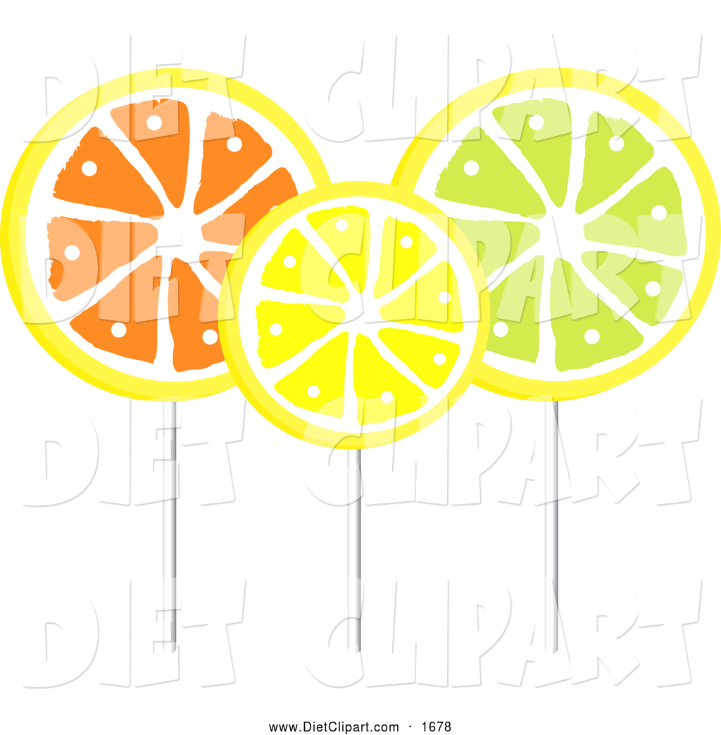 Larger Preview  Diet Clip Art Of Orange Lemon And Lime Loli Pops By