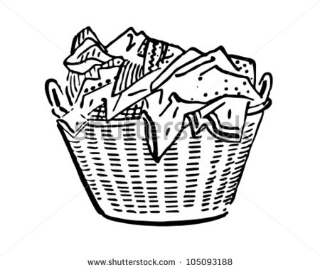 Laundry Basket   Retro Clipart Illustration   105093188   Shutterstock