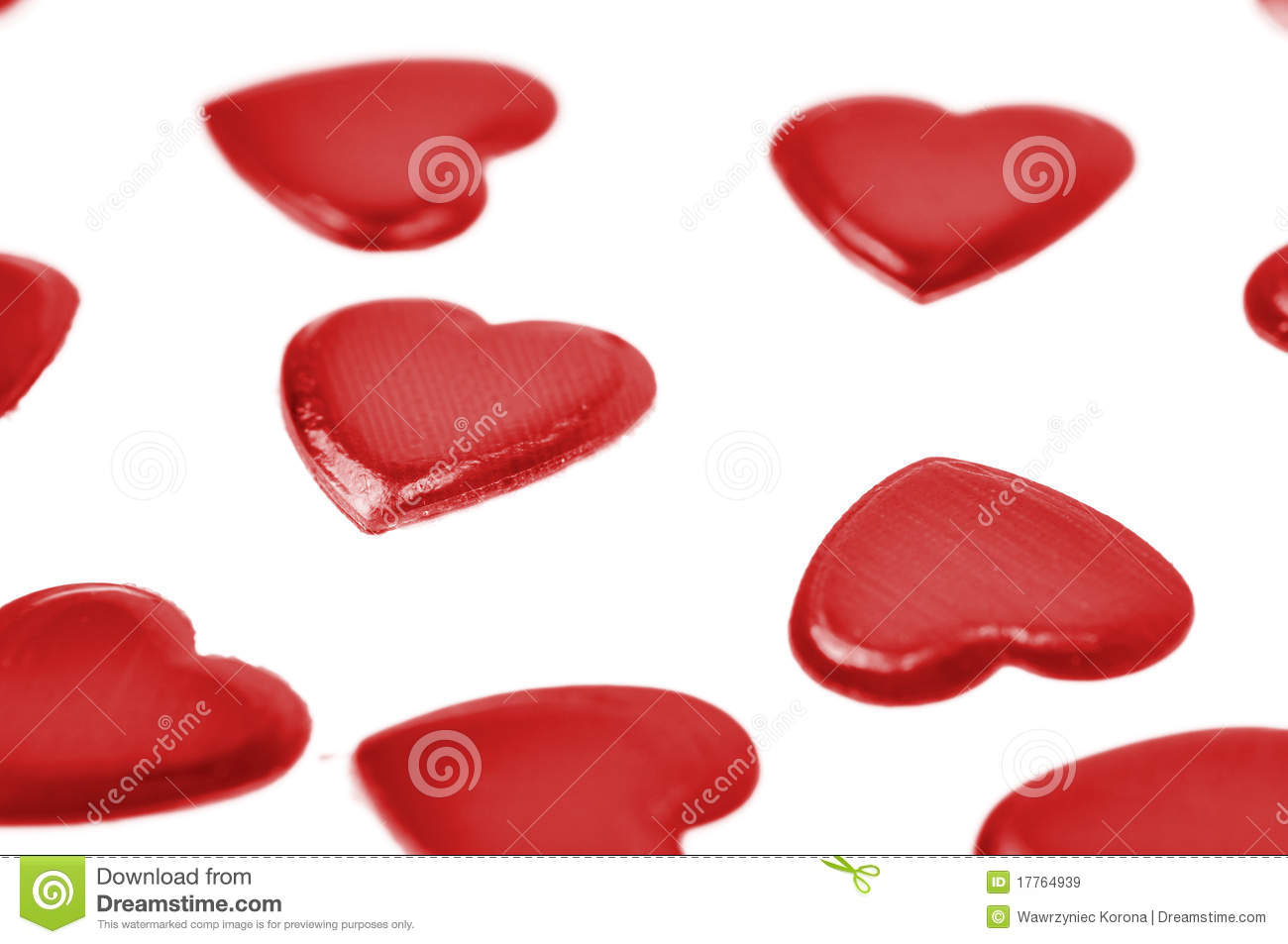 Red Hearts Confetti On White Background Royalty Free Stock Images
