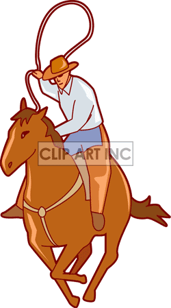 Royalty Free A Cowboy On A Running Horse Roping Clipart Image Picture