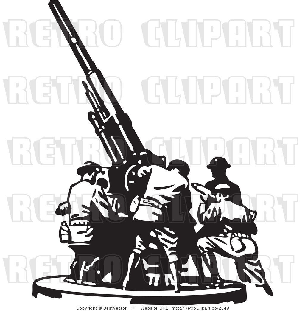 Royalty Free Black And White Retro Vector Clip Art Of A Military
