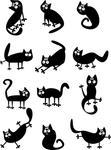 Set Of Funny Black Cats Funny Black Fat Cats Silhouettes