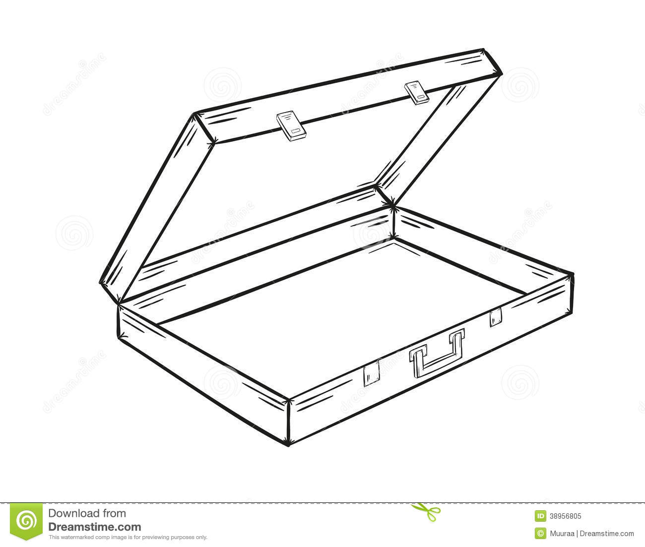 Sketch Of The Open Empty Suitcase On White Background Isolated