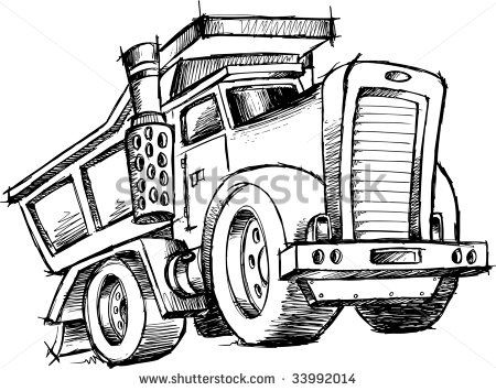 Sketchy Dump Truck Vector Illustration   Stock Vector