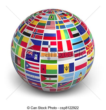 Stock Illustration   Globe With World Flags   Stock Illustration