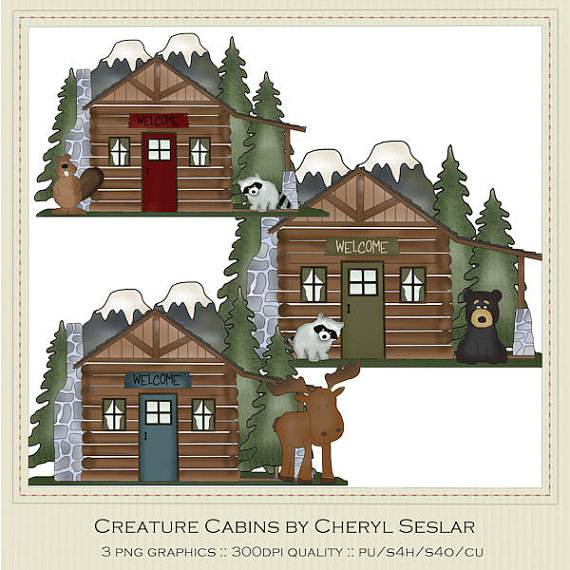 Summer Camp Cabin Clipart Creature Log Cabins Clipart By