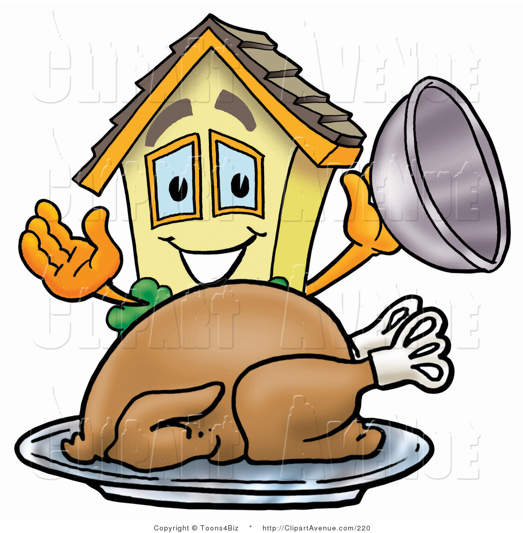 Avenue Clipart Of A Yellow House Mascot Cartoon Character Serving A    