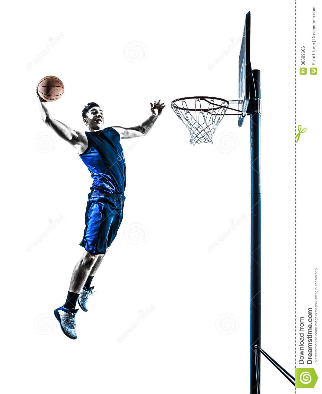 Basketball Player Jumping Dunking Silhouette Royalty Free Stock Image