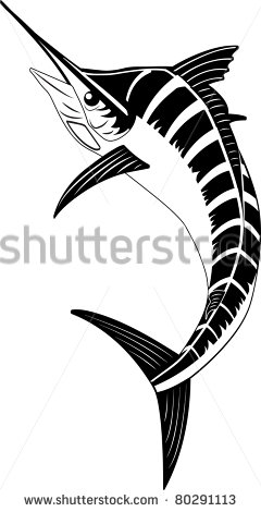     Black And White Swordfish  May Be Used As Logo Element    Stock Vector
