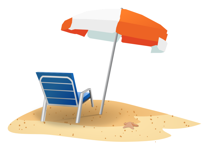 Clip Art Beach Scene With Umbrella And Chair