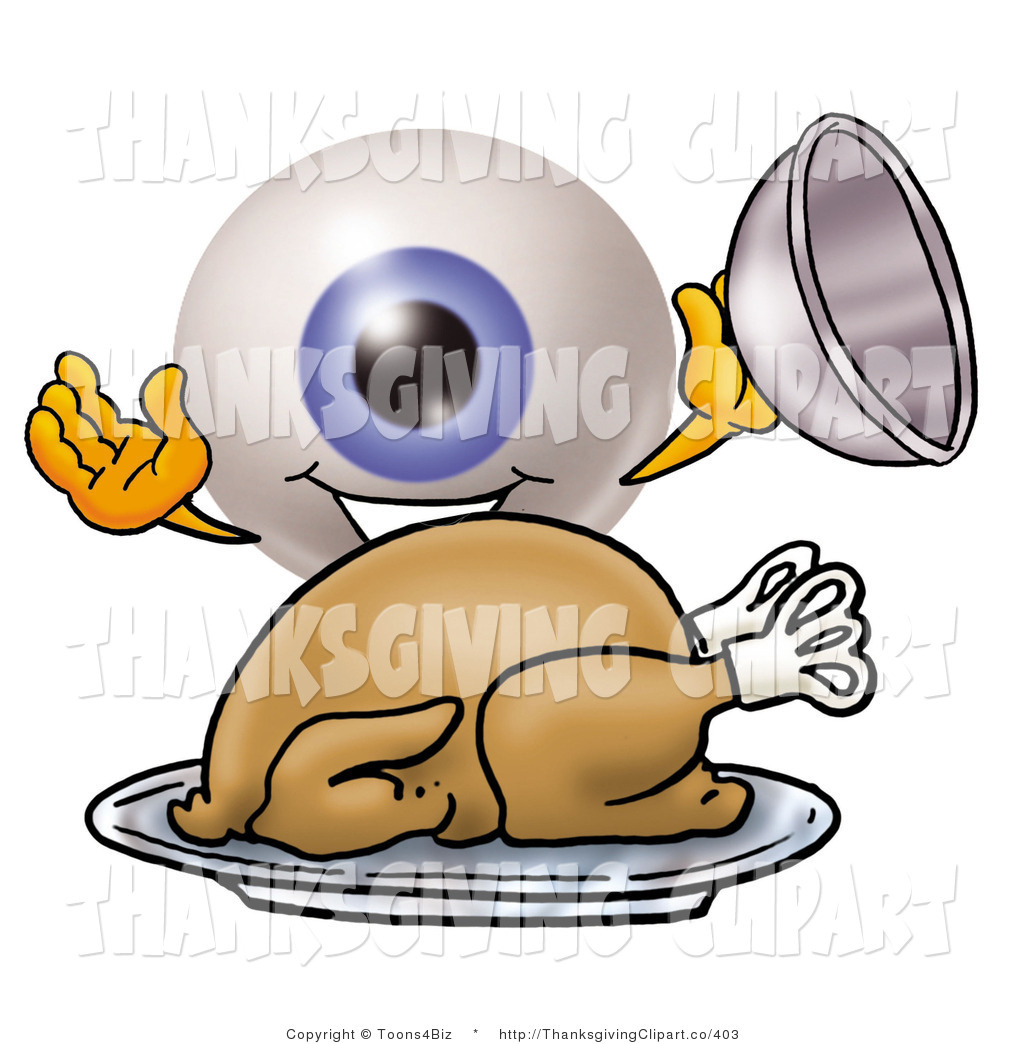 Clip Art Of A Blue Eyeball Mascot Cartoon Character Serving A    