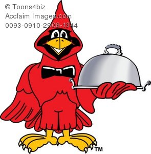 Clipart Cartoon Cardinal Holding A Serving Tray   Acclaim Stock
