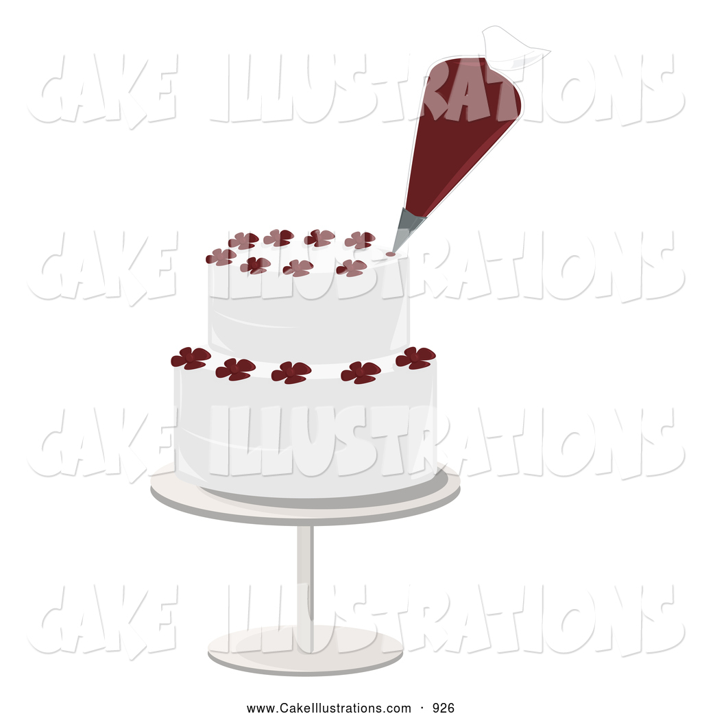 Decorating A Layered White Cake With Red Flower Designs By Randomway