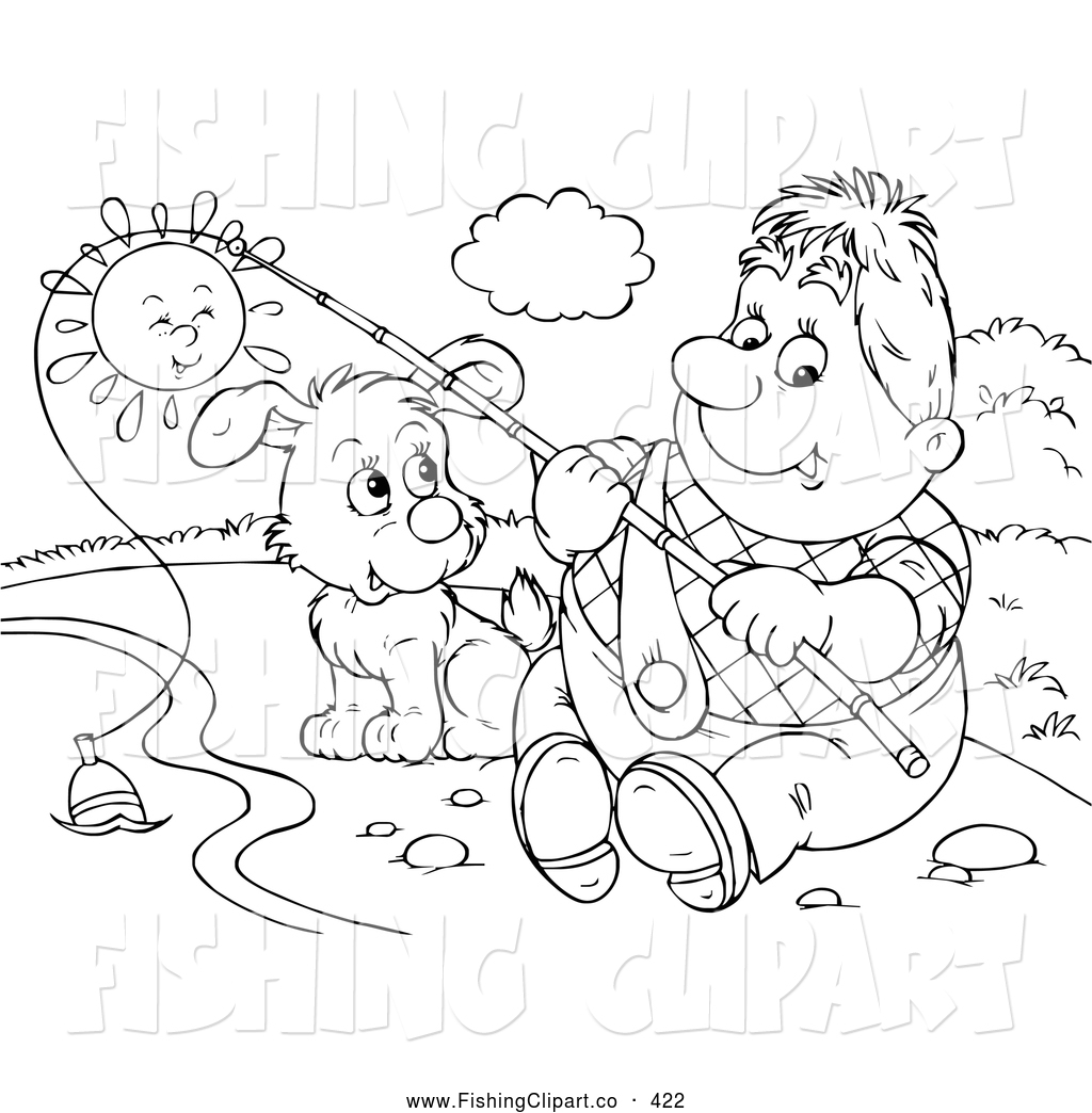 Dog Jumping Through Hoop Clipart Man Fishing With His Cute Dog
