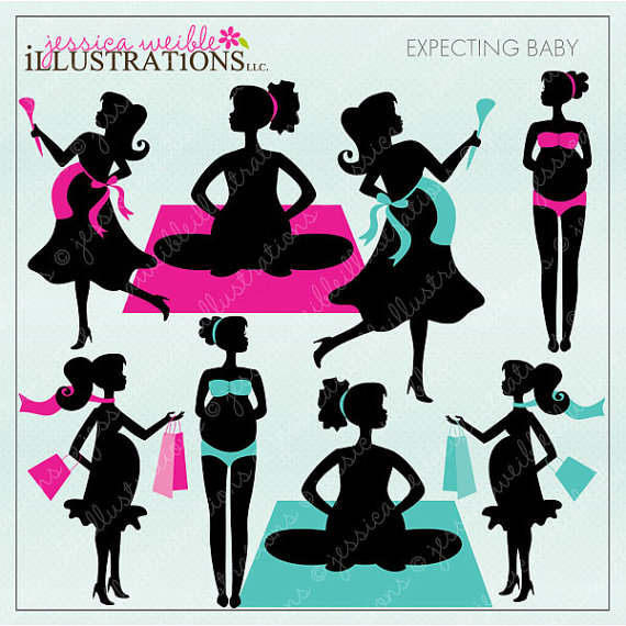 Expecting Baby Cute Digital Clipart For Card Design Scrapbooking And