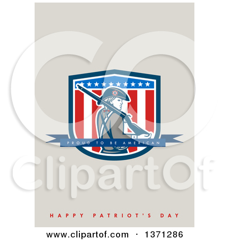 Greeting Card Design With An American Patriot Minuteman Proud To Be