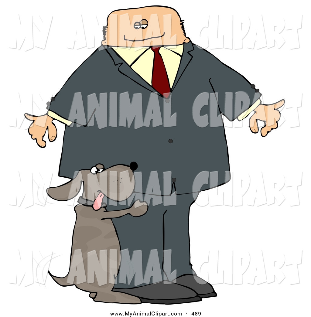 Larger Preview  Clip Art Of A Bad Brown Dog Humping A Businessman S