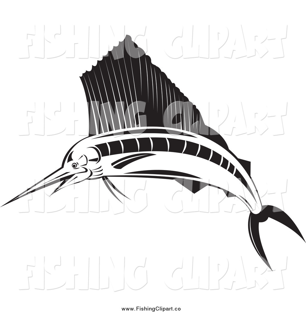 Larger Preview  Clip Art Of A Black And White Sailfish By Patrimonio