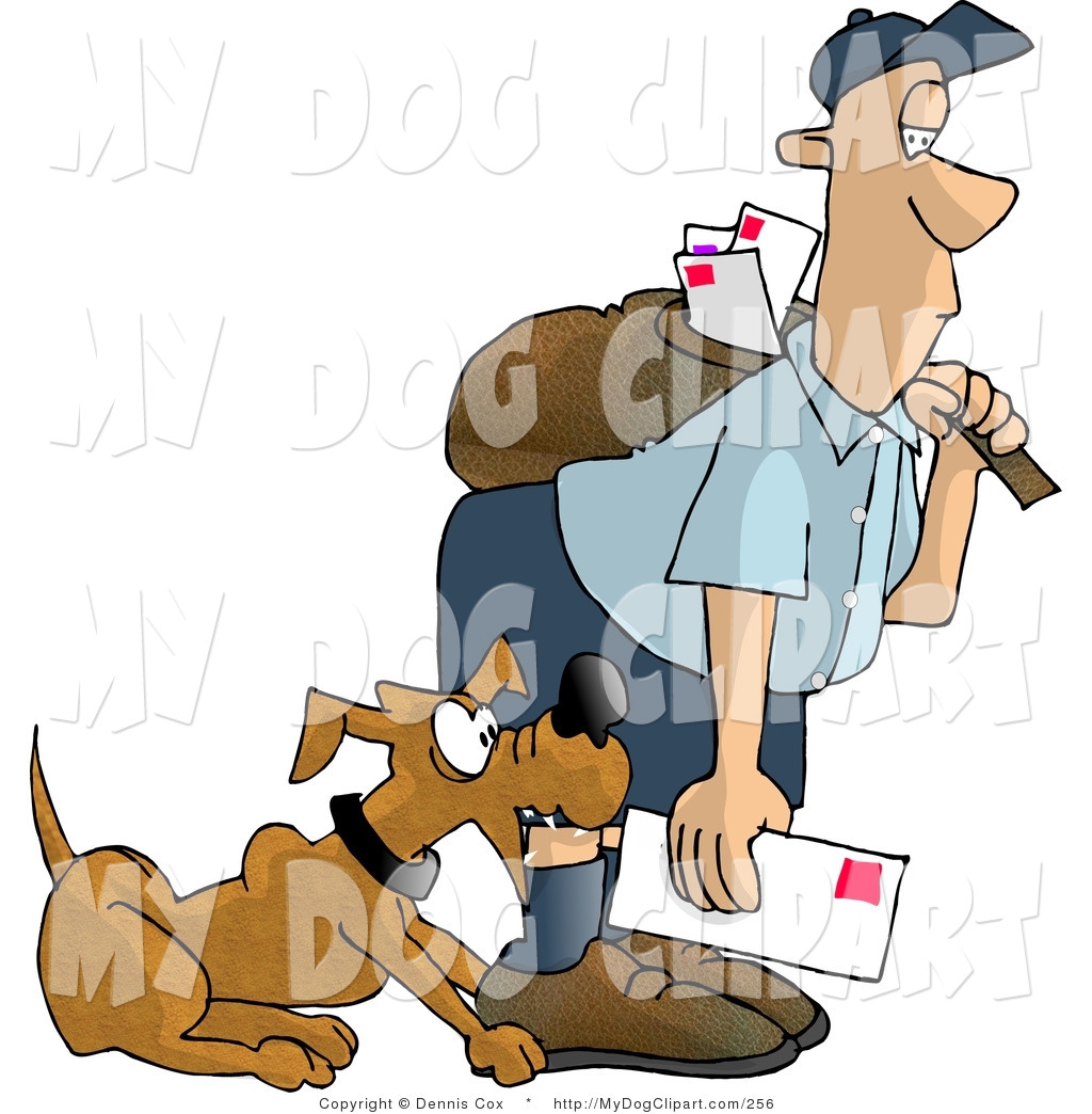 Larger Preview  Clip Art Of A Dog Attacking A Mailman By Dennis Cox