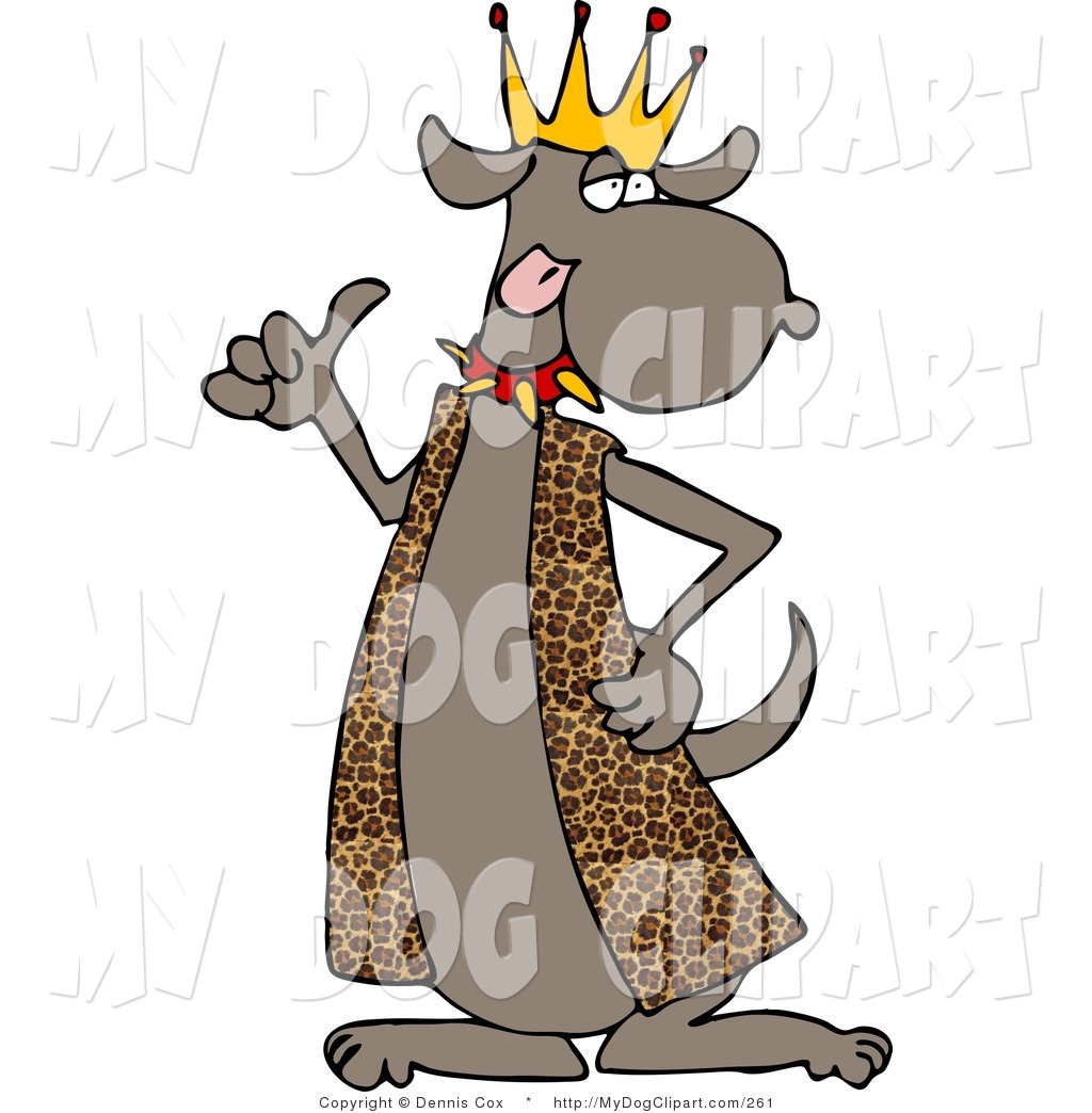 Larger Preview  Clip Art Of A Dog King Wearing Leopard Skin Robe
