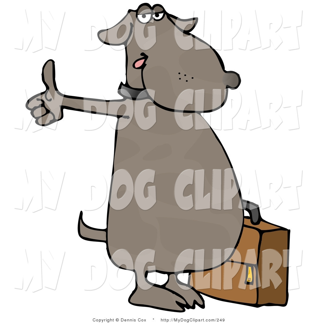 Larger Preview  Clip Art Of A Human Like Brown Dog Hitch Hiking For A