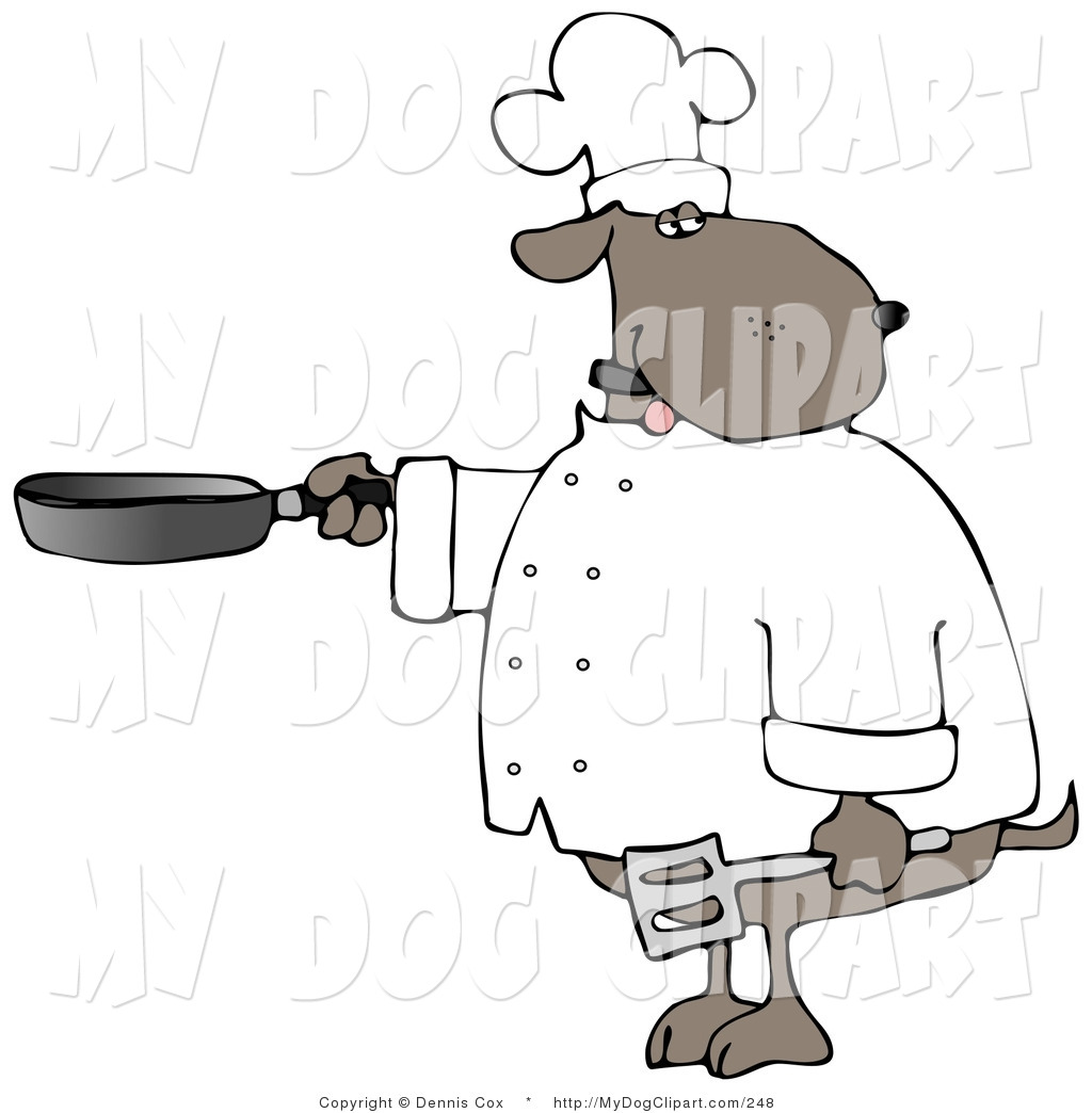 Larger Preview  Clip Art Of A Human Like Cook Dog Cooking With A