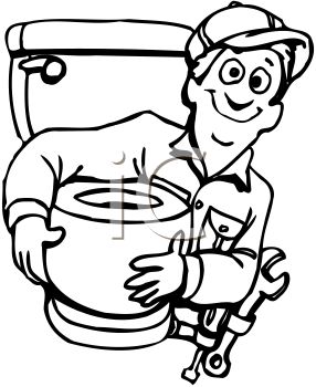 Plumber Holding A New Toilet   Royalty Free Clip Art Image