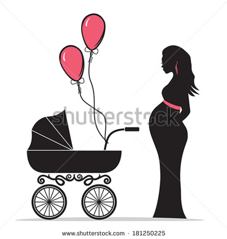 Pregnant Silhouette Ready To Pop Woman Clipart