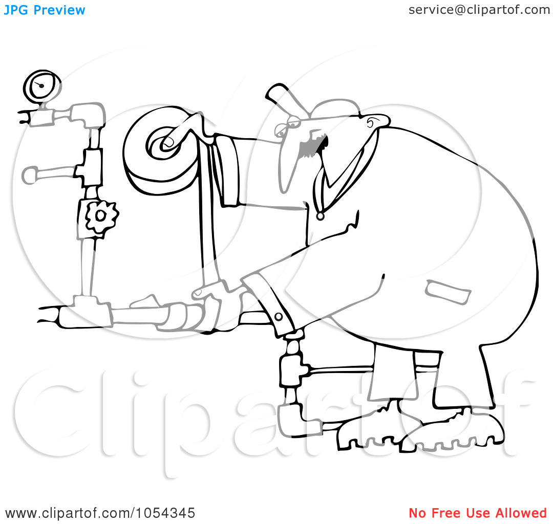 Royalty Free Vector Clip Art Illustration Of A Black And White Plumber