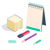 Set Pencil Paper Eraser Stock Vectors Illustrations   Clipart