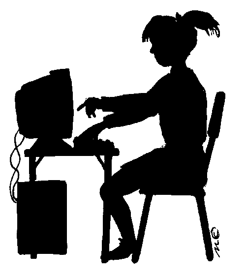 Silhouette Of Girl At Computer   Clip Art Gallery