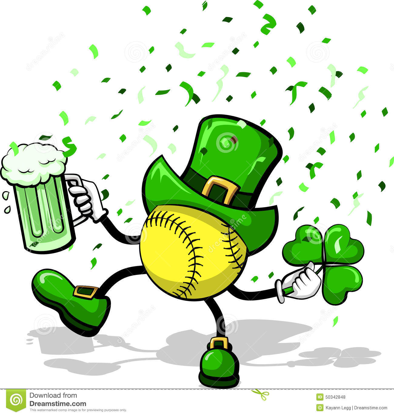 Softball Leprechaun Celebrating St  Patrick S Day By Dancing With A