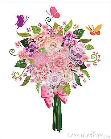 Spring Flower Bouquet On White Background Royalty Free Stock Image