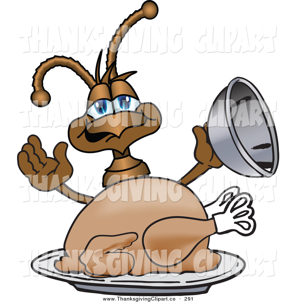 Vector Clip Art Of A Brown Ant Bug Mascot Cartoon Character Serving A    