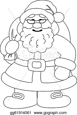 Bag Black And White Clipart Santa Claus Cartoon Black