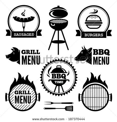 Bbq Grill Clipart Black And White Set Of Black Grill And Bbq